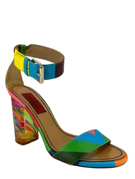 Valentino Rainbow Striped Leather Sandals Size 5