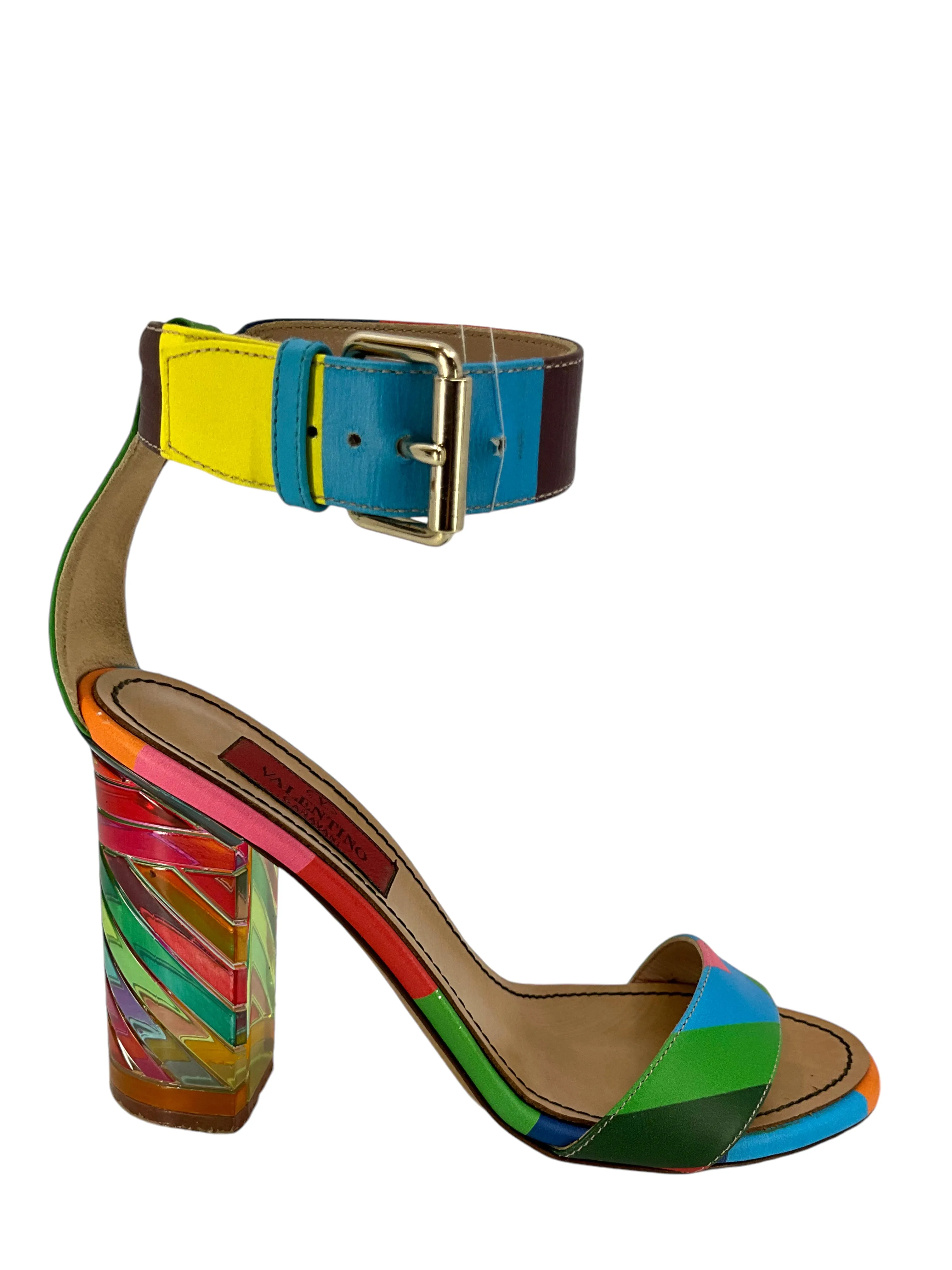 Valentino Rainbow Striped Leather Sandals Size 5