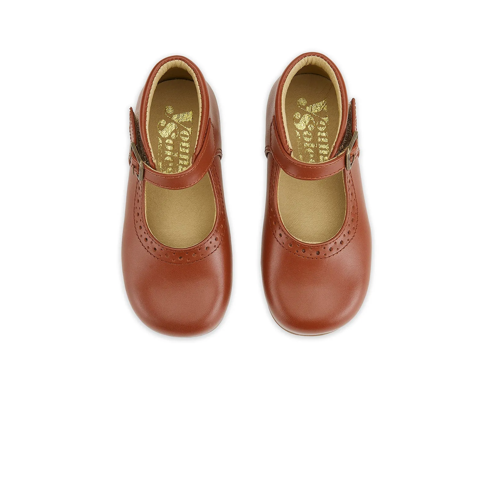 Young Soles Dolly Leather Mary Jane Shoe - Cognac/Vanilla/Red/Yellow