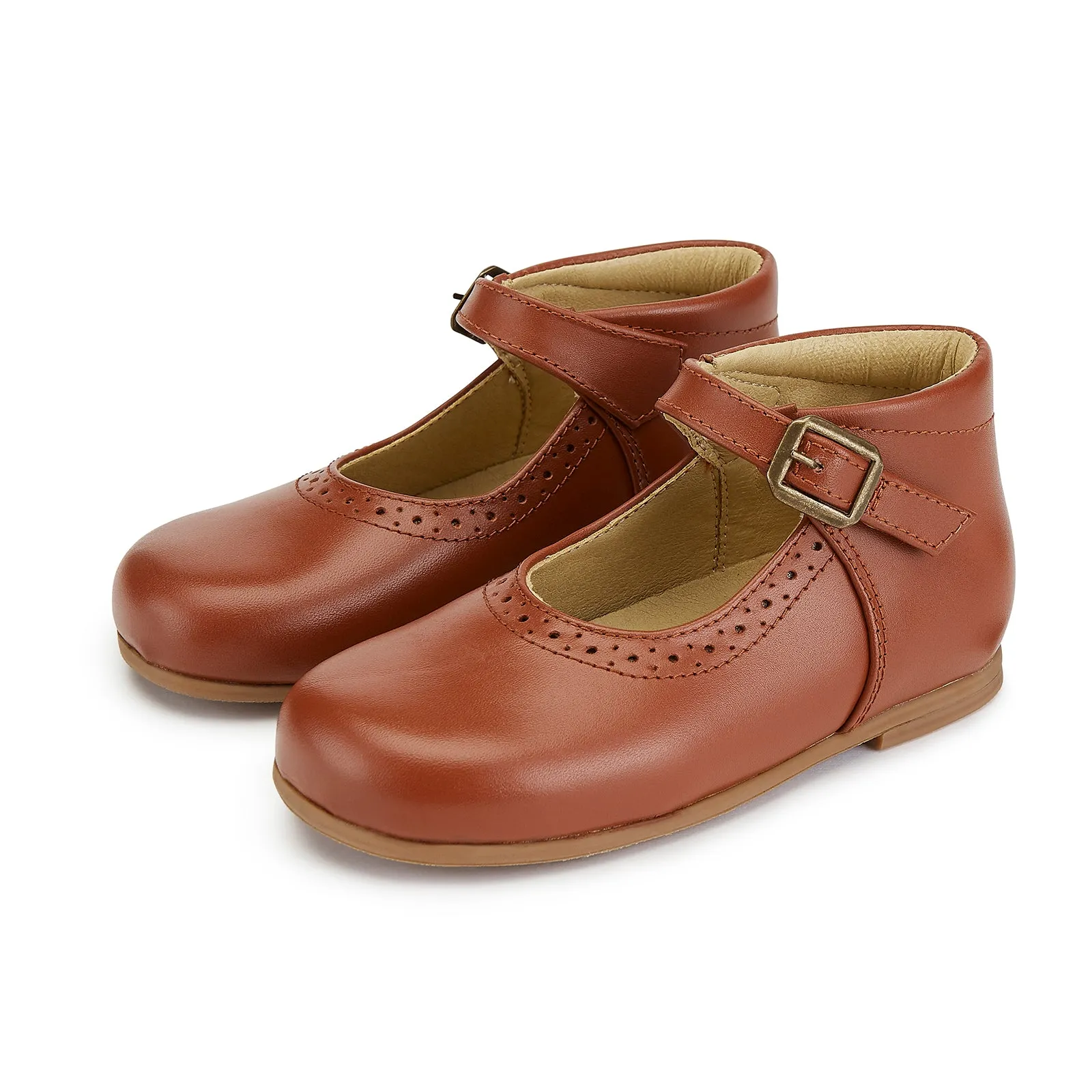 Young Soles Dolly Leather Mary Jane Shoe - Cognac/Vanilla/Red/Yellow