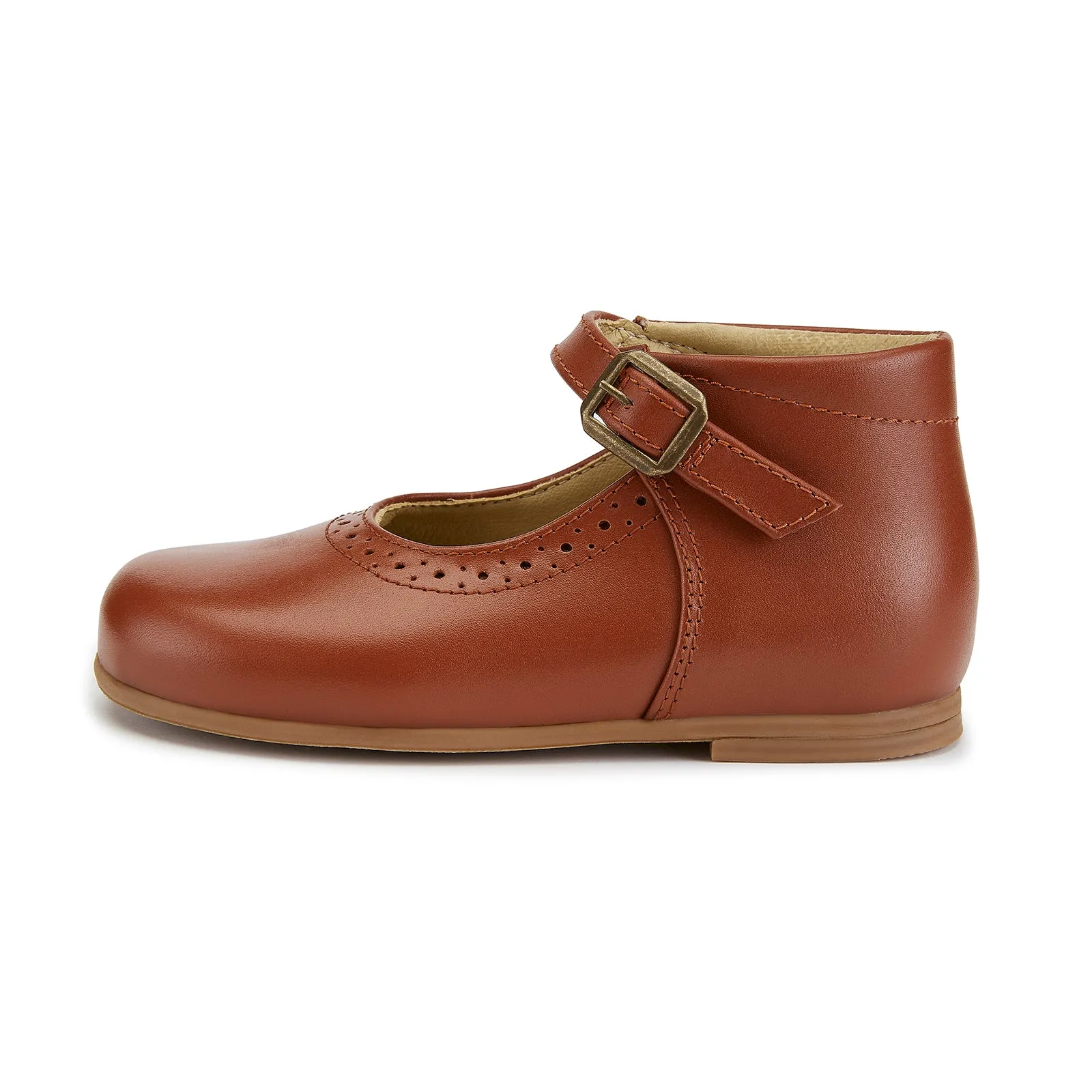 Young Soles Dolly Leather Mary Jane Shoe - Cognac/Vanilla/Red/Yellow