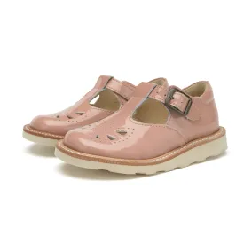 Young Soles Rosie T-Bar Leather Shoes - Blush Pink Patent